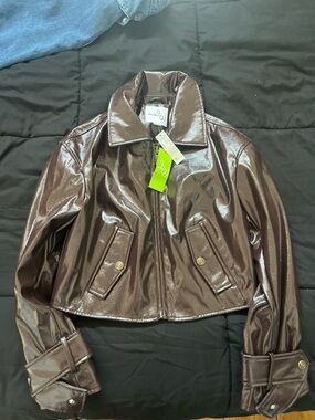 Sam Edelman Shiny  Cropped Jacket - color: Merlot Sz: S Original: $149